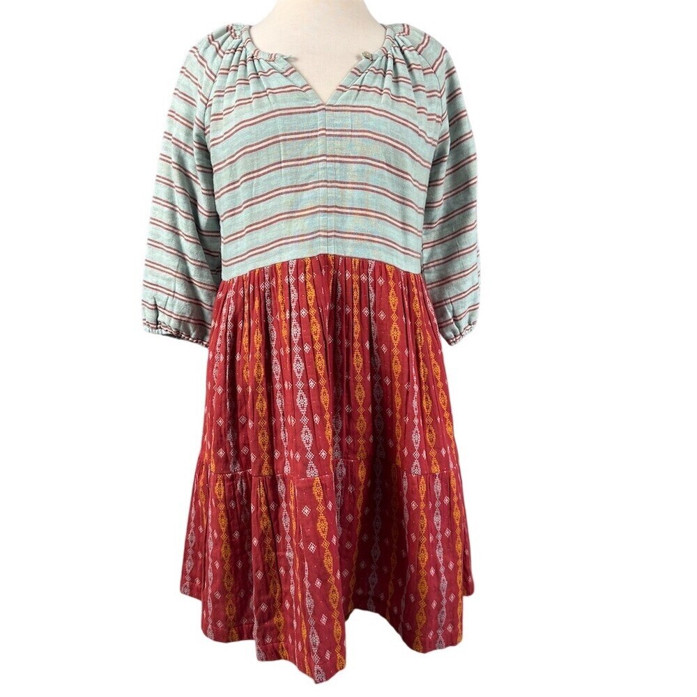 Lali Womens Boho Tiered Midi Dress Size M Cotton Gauze